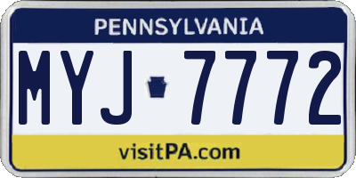 PA license plate MYJ7772