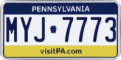 PA license plate MYJ7773