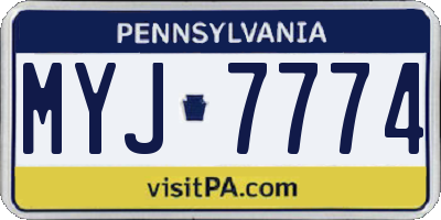 PA license plate MYJ7774