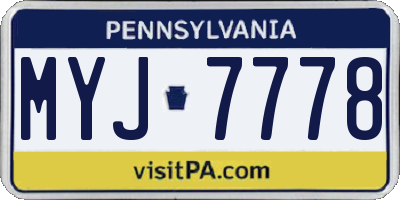PA license plate MYJ7778