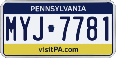 PA license plate MYJ7781