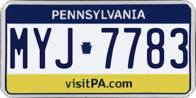 PA license plate MYJ7783