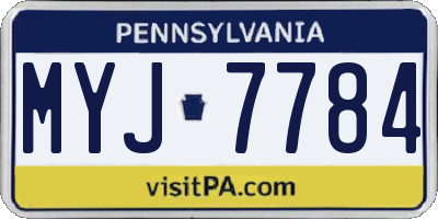 PA license plate MYJ7784