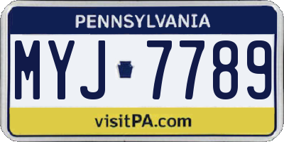 PA license plate MYJ7789