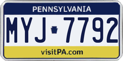 PA license plate MYJ7792