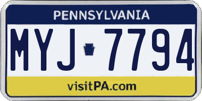 PA license plate MYJ7794