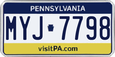 PA license plate MYJ7798