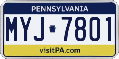PA license plate MYJ7801