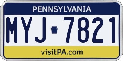 PA license plate MYJ7821