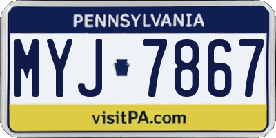 PA license plate MYJ7867