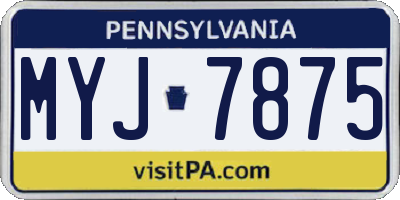 PA license plate MYJ7875
