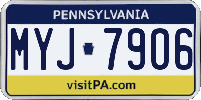PA license plate MYJ7906