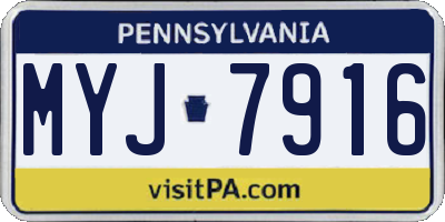 PA license plate MYJ7916