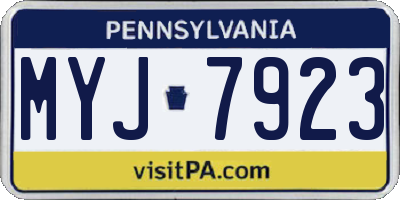 PA license plate MYJ7923