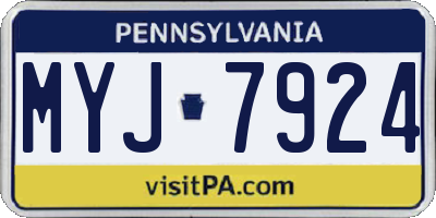 PA license plate MYJ7924