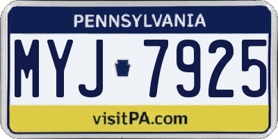 PA license plate MYJ7925