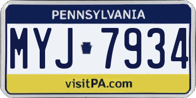PA license plate MYJ7934