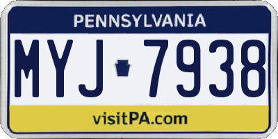 PA license plate MYJ7938