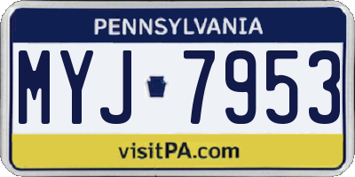 PA license plate MYJ7953