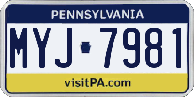 PA license plate MYJ7981