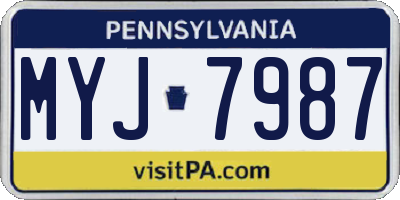 PA license plate MYJ7987