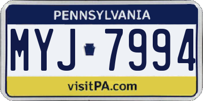 PA license plate MYJ7994