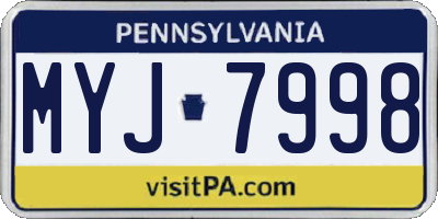 PA license plate MYJ7998