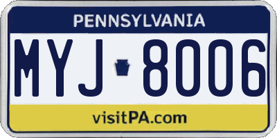 PA license plate MYJ8006