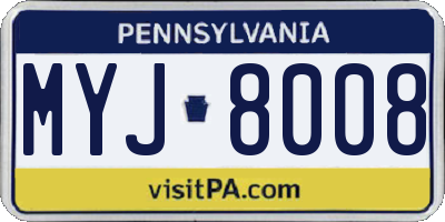 PA license plate MYJ8008