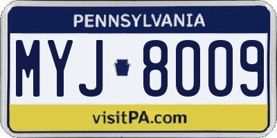 PA license plate MYJ8009