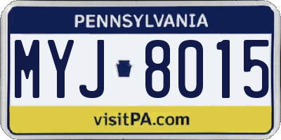 PA license plate MYJ8015