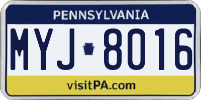 PA license plate MYJ8016