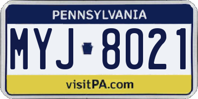 PA license plate MYJ8021