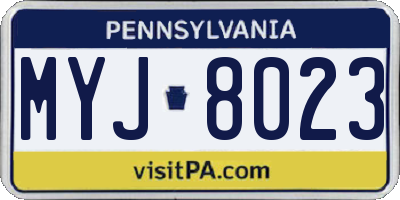 PA license plate MYJ8023
