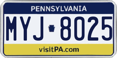 PA license plate MYJ8025