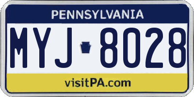 PA license plate MYJ8028
