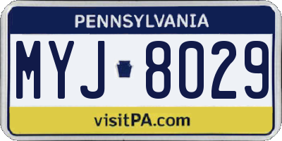 PA license plate MYJ8029