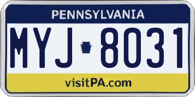 PA license plate MYJ8031