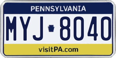 PA license plate MYJ8040