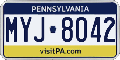 PA license plate MYJ8042