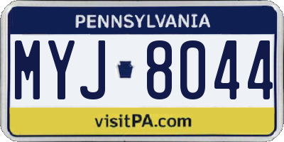 PA license plate MYJ8044