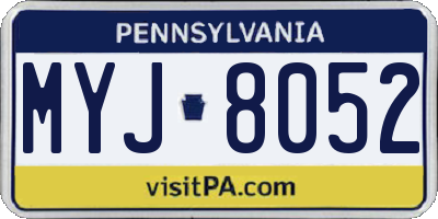 PA license plate MYJ8052