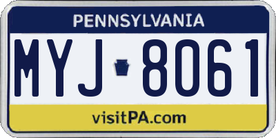 PA license plate MYJ8061