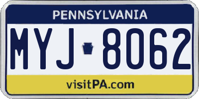 PA license plate MYJ8062