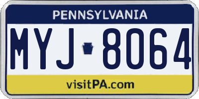PA license plate MYJ8064
