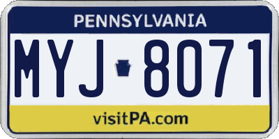 PA license plate MYJ8071