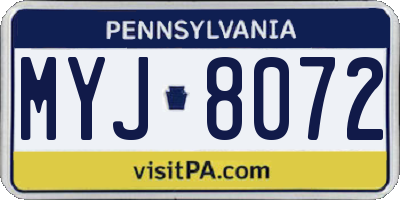 PA license plate MYJ8072