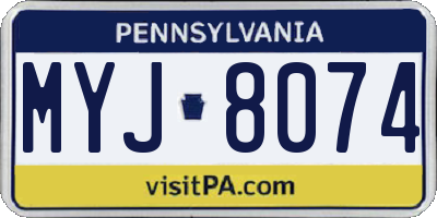 PA license plate MYJ8074