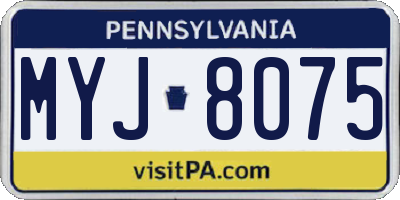 PA license plate MYJ8075