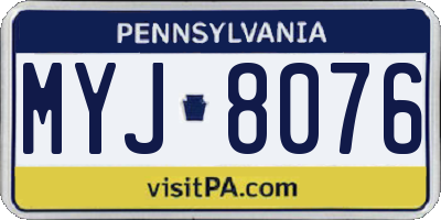 PA license plate MYJ8076
